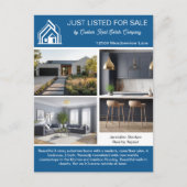 Chic Blue Real Estate Company House Listing ポストカード (正面)