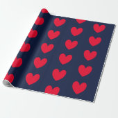 Chic blue &red hearts valentine ラッピングペーパー (アンロールド)