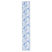 Chic Blue Roses Toile Floral Pattern Style Table  ロングテーブルランナー (正面)