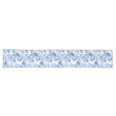 Chic Blue Roses Toile Floral Pattern Style Table  ロングテーブルランナー (横)