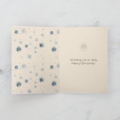 Chic Blue Snowflakes Brown Hair Female カード (内部)