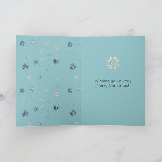 Chic Blue Snowflakes Red Head Female カード (内部)