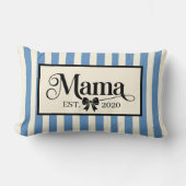 Chic Blue Striped Custom Mama Keepsake ランバークッション (正面)