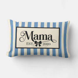 Chic Blue Striped Custom Mama Keepsake ランバークッション