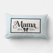 Chic Blue Striped Minimalist Mama Custom ランバークッション (正面)