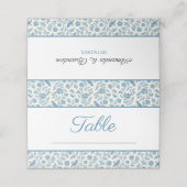 Chic Blue Toile de Jouy Floral Border Wedding プレイスカード (外部開封)