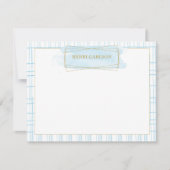 Chic Blue Watercolor Badge Note Card ノートカード (正面)