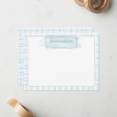 Chic Blue Watercolor Badge Note Card ノートカード (正面/裏面インサイチュ)