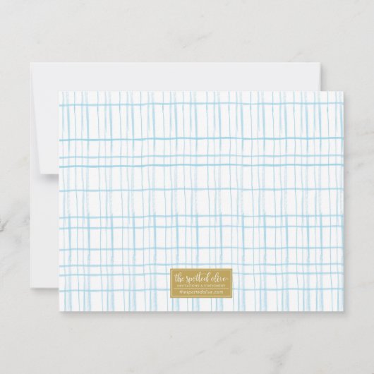 Chic Blue Watercolor Badge Note Card ノートカード (裏面)