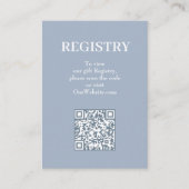 Chic Blue Wedding Registry QR Code エンクロージャーカード (正面)