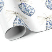 Chic Blue White Bows Ornaments Christmas ラッピングペーパー (ロールコーナー)