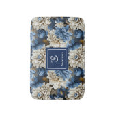 Chic Blue White Flowers Personalized Bath Mat バスマット (正面縦)