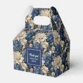 Chic Blue White Flowers Personalized Favor Box フェイバーボックス (正面サイド)
