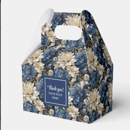 Chic Blue White Flowers Personalized Favor Box フェイバーボックス