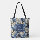Chic Blue White Flowers Personalized Tote Bag トートバッグ (裏面)
