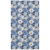 Chic Blue White Ivory Floral Modern Tablecloth テーブルクロス (正面)
