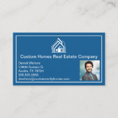 Chic Blue White Real Estate Company Realtor Photo 名刺 (正面)