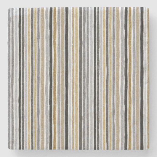 Chic Blue White Stripes ストーンコースター (正面)