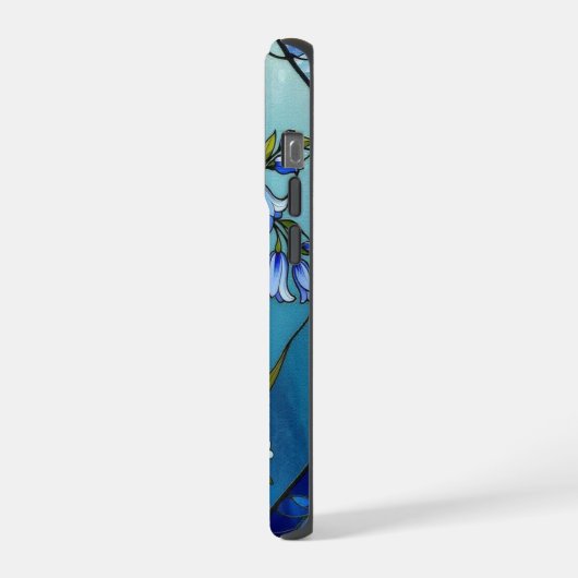 Chic bluebells forget me not stained Glass iPhoneケース (左側面)
