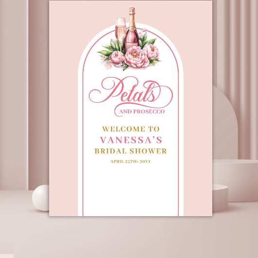 Chic blush and gold bridal shower custom banner タペストリー