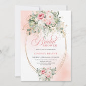 Chic Blush and Gold Bridal Shower Invitation 招待状 (正面)