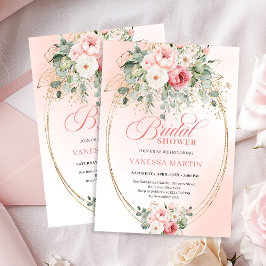 Chic Blush and Gold Dusty Rose Bridal Shower Card 招待状