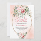 Chic Blush and Gold Dusty Rose Bridal Shower Card 招待状 (正面)