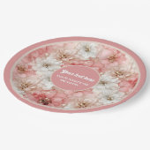 Chic blush and gold floral 50th birthday plate ペーパープレート (アングル)