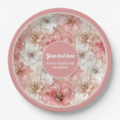 Chic blush and gold floral 50th birthday plate ペーパープレート (正面)