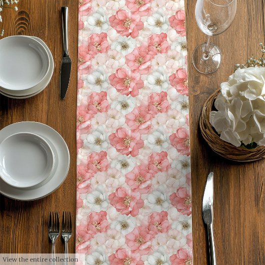 Chic blush and gold floral wedding table runner ミディアムテーブルランナー