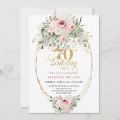 Chic Blush and Gold Printable 70th Birthday Invite 招待状 (正面)