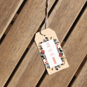 Chic Blush & Black Floral Wedding Save the Date ギフトタグ
