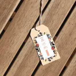 Chic Blush & Black Floral Wedding Save the Date ギフトタグ