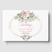 Chic Blush Floral Eucalyptus Wedding Guest Book ゲストブック (正面)