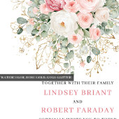 Chic Blush Peony Gold Floral Wedding Invitation 招待状