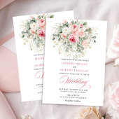 Chic Blush Peony Gold Floral Wedding Invitation 招待状