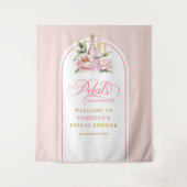 Chic blush petals and prosecco bridal party banner タペストリー (正面)