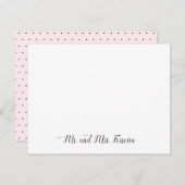 chic Blush Pink氏夫人のカップルの新婚者の水玉模様 ノートカード (正面/裏面)