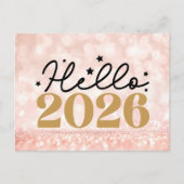 Chic Blush Pink Black Hello 2026 Happy New Year シーズンポストカード (正面)