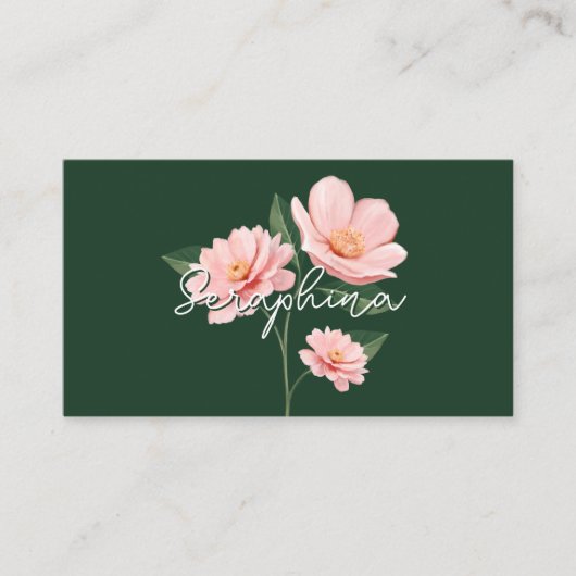 Chic Blush Pink Floral Botanical Girly Feminine 名刺 (正面)