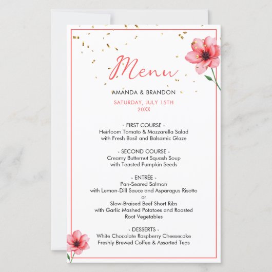 Chic Blush Pink Floral Confetti Frame Wedding (正面)