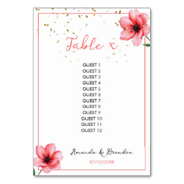 Chic Blush Pink Floral Confetti Frame Wedding テーブルナンバー