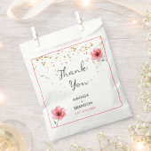 Chic Blush Pink Floral Confetti Frame Wedding フェイバーバッグ (クリップ留めされた状態)