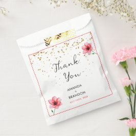 Chic Blush Pink Floral Confetti Frame Wedding フェイバーバッグ