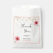 Chic Blush Pink Floral Confetti Frame Wedding フェイバーバッグ (正面)