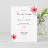 Chic Blush Pink Floral Confetti Frame Wedding 招待状 (スタンド正面)