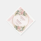 Chic Blush Pink Floral Wedding Paper Napkins Set スタンダードカクテルナプキン (角)