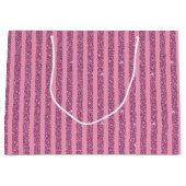 Chic Blush Pink Glitter Style Vertical Stripes ラージペーパーバッグ (正面)