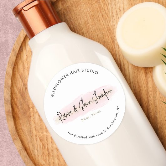 Chic Blush Pink Gold Hair Salon Product Label ラウンドシール