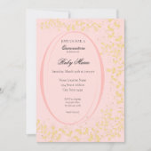 Chic Blush Pink & Gold Quinceanera Invitation 招待状 (正面)